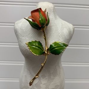 Giovanni Vintage Orange Rose Gold Tone Brooch